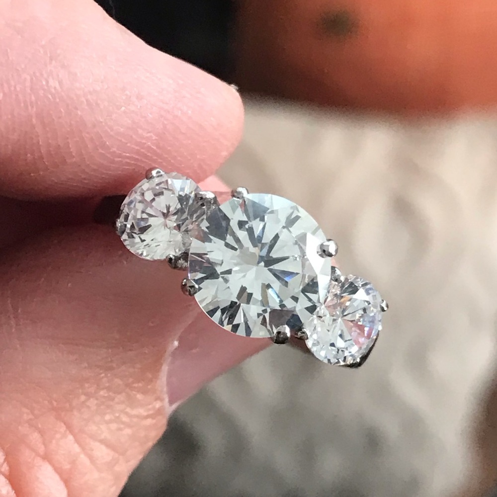 NEW Stainless Steel Triple CZ Anniversary Ring